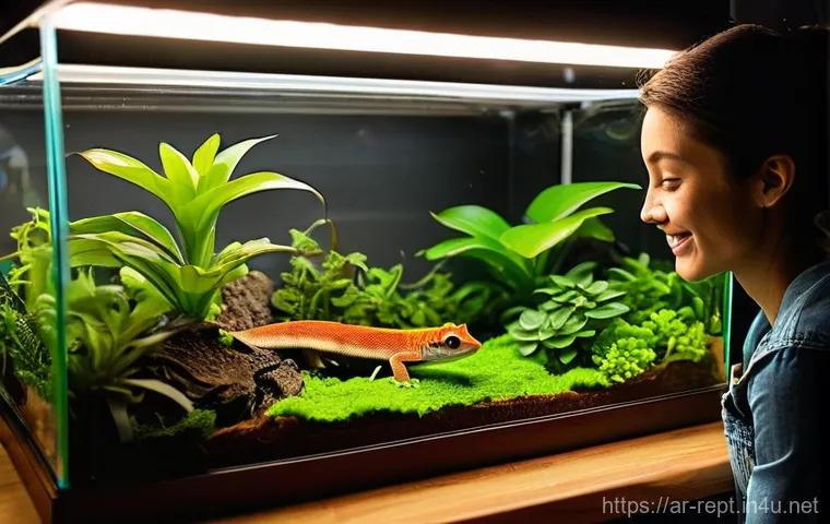 수족관 조명과 파충류 건강 - **Healthy Bearded Dragon Basking in a Naturalistic Terrarium with Optimal UV Lighting:** A close-up,...